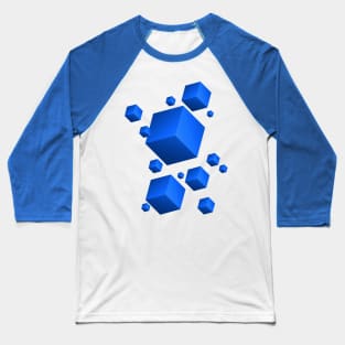 Floating Cubes Blue Baseball T-Shirt